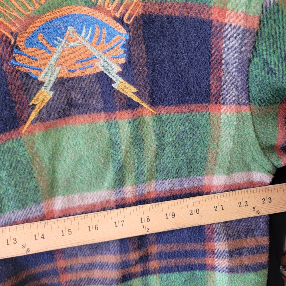 JHYQ Green & Navy Plaid Button-Front Men's Shirt Jacket SZ LARGE - Picture 6 of 9